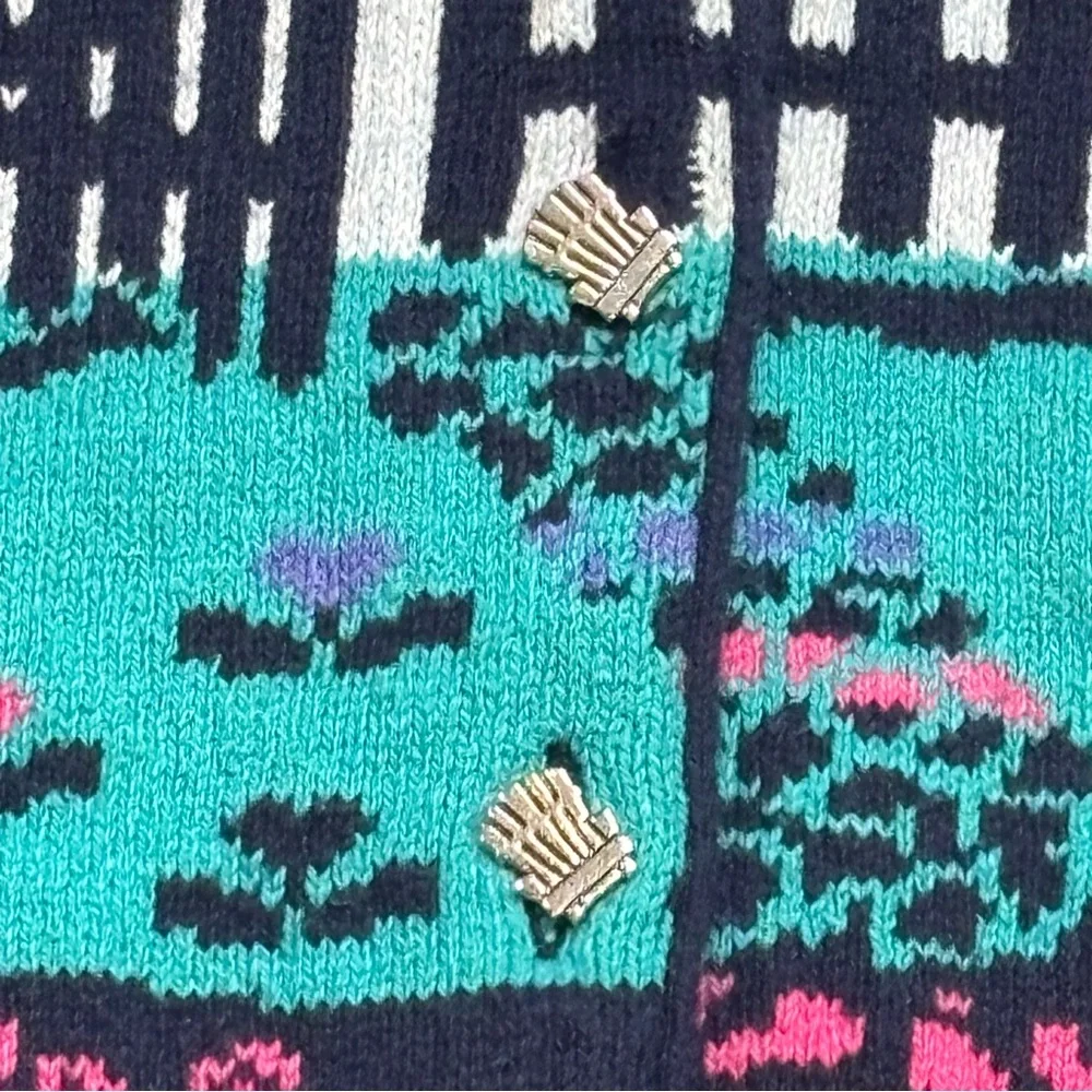 VTG Northern Reflections x Parkhurst Cabin Garden Scenic Cottagecore Cardigan L - Picture 5 of 11